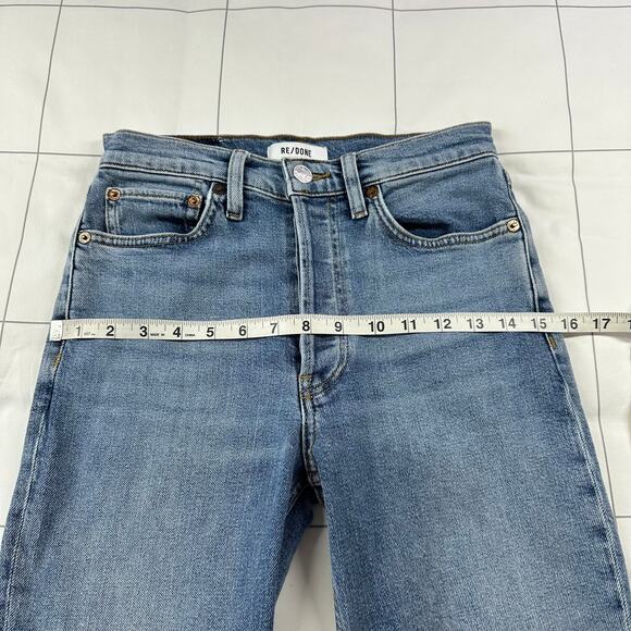 Re/Done Jeans Womens 26 Blue High Rise Ankle Crop Mid 90s Button Fly Medium Wash - Picture 11 of 15